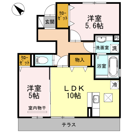 熊本市中央区帯山２丁目のアパートの間取り