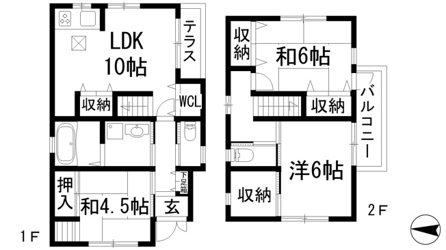 【間取り】 | 花屋敷1丁目貸家U