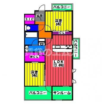 【間取り】 | ＬｕｍｉｎｏｕｓＴｅｒｒａｃｅ諸岡 | ＬｕｍｉｎｏｕｓＴｅｒｒａｃｅ諸岡の間取り