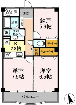 モ・ルランの間取り|南向きバルコニーで陽当たりの良いお部屋です♪