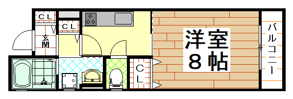 クリエオーレ近江堂 ( 近畿大学 一人暮らし )の間取り