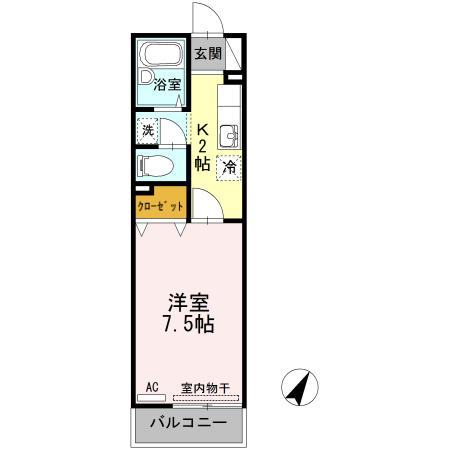 【間取り】 | ヴィラフローラⅠ | 1Kのお部屋です
