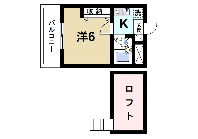 シティパレス生駒谷田町Ｐ７の間取り|使い方自由なロフト付きの間取りです
