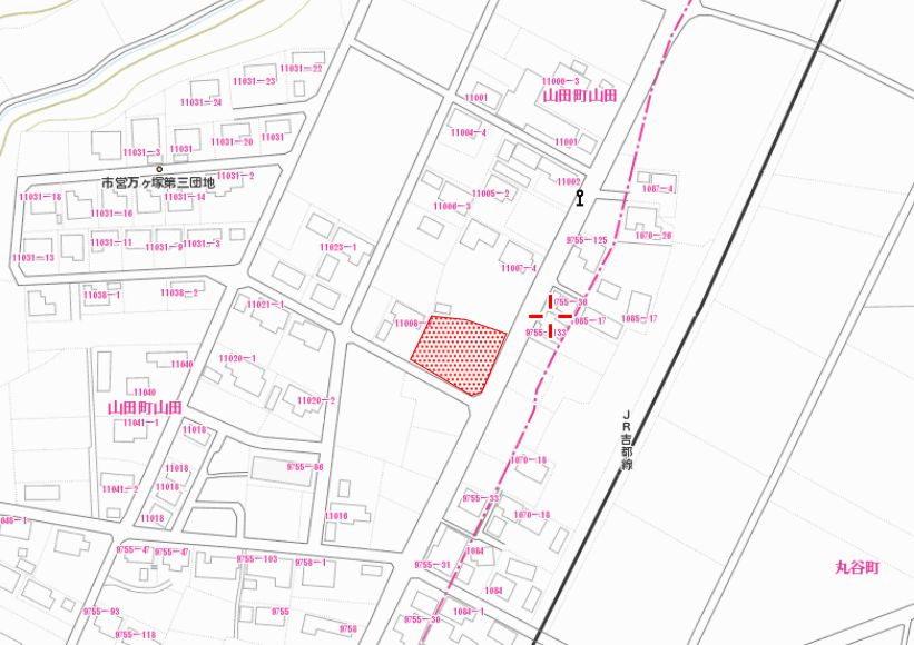 都城市山田町山田の売地の土地図