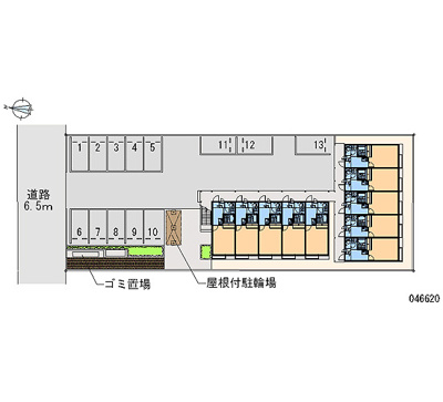 【区画図】 | プロシード４ | 敷地内に屋根付き駐輪場、ゴミ置き場あります。