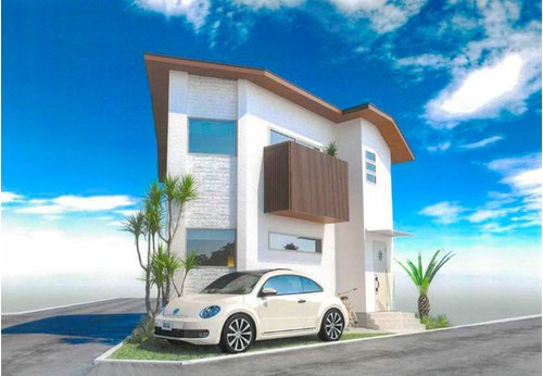 角地につき陽当り良好♪保土ヶ谷区法泉3丁目　新築戸建ての外観パース|間口が広く、開放感良好なお住まい。