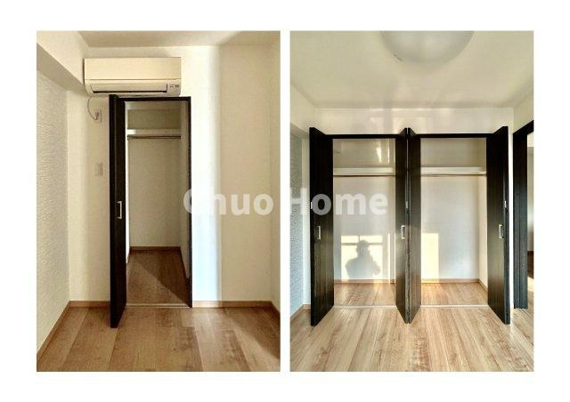 シュロス錦糸町の収納|居室にはクローゼットを完備し、自由度の高い家具の配置が叶うシンプルな空間です。お子様の成長と必要になる子供部屋を与えるにはぴったりの間取りですね。