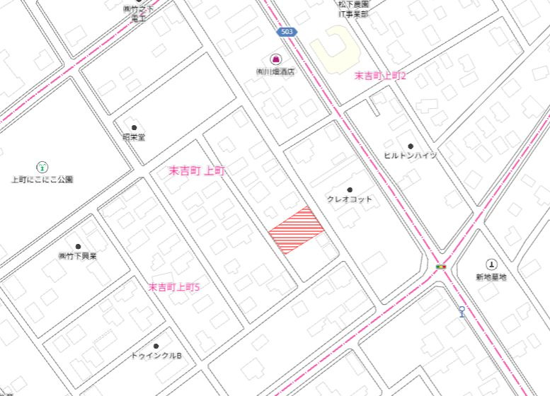 曽於市末吉町上町５丁目の売地の土地図
