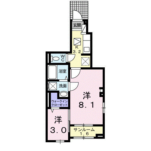 一宮市浅野字大西東のアパートの間取り