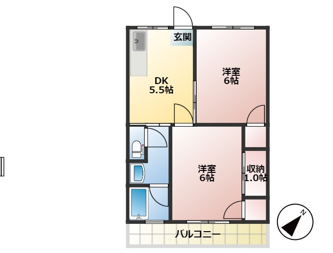 各務ハイツの間取り|全て洋室です