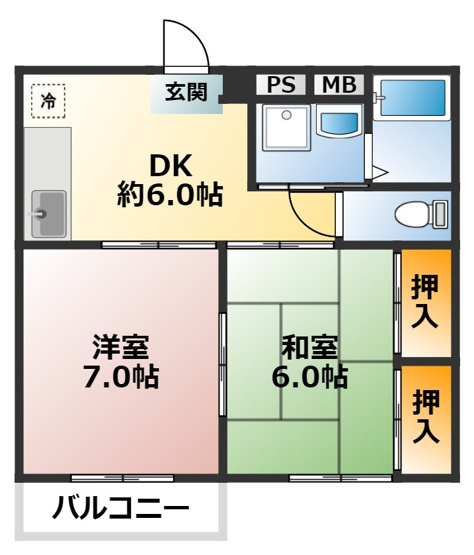 【間取り】 | メヌエット千代ヶ丘 | 礼金不要☆神戸市垂水区　メヌエット千代ヶ丘☆