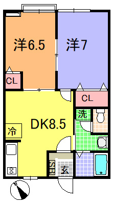 【間取り】 | メゾンやまと | 2Dk