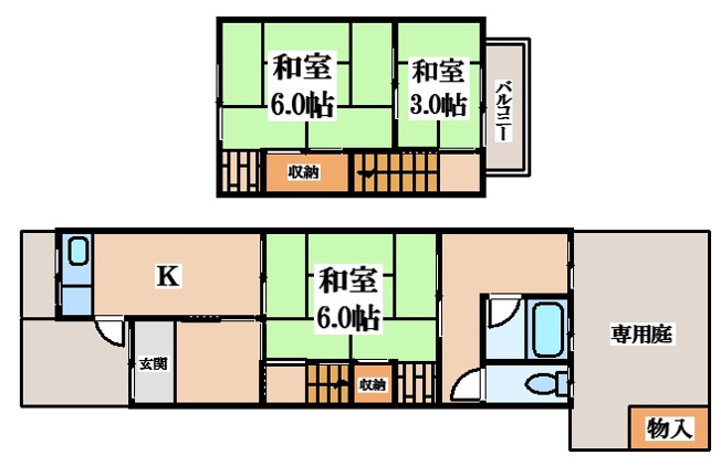 【間取り】 | 高井田元町2丁目貸家