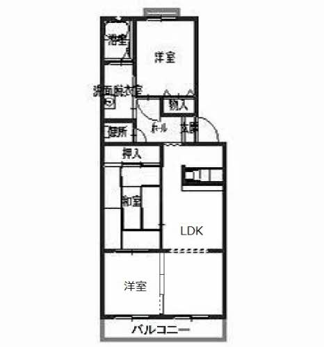 岸和田市中井町１丁目のハイツの間取り