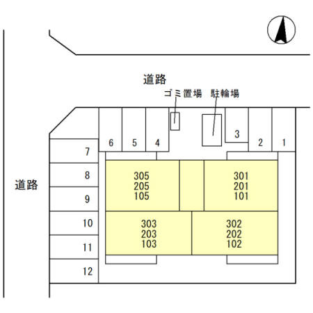 熊本市南区平成１丁目のアパートの区画図