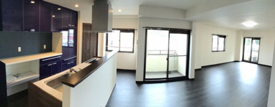 【居間・リビング】 | 市川大野駅前ビル | リビングキッチン広々！26帖！