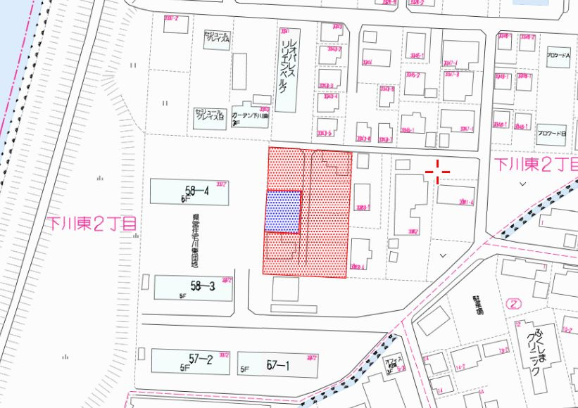 都城市下川東２丁目の売地の土地図