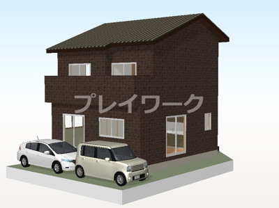 【外観パース】 | 浅香山小・新築一戸建て・北東角地・堺市堺区香ヶ丘町2丁 | 外観パースです♪