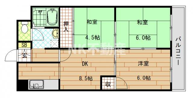 【間取り】 | エトワールハイム川本（八戸ノ里賃貸）