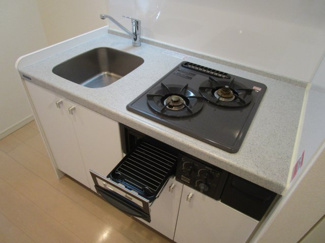 【キッチン】 | レジディア市ヶ谷Ⅱ（旧アクシルコート市谷砂土原） | 2口ガスコンロ（グリル付き）