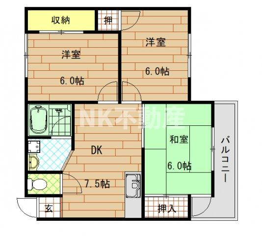 【間取り】 | フリーディオ石切（石切賃貸） | 間取りです