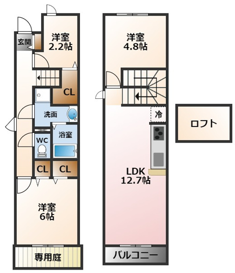 【間取り】 | ラフィネ小松B棟