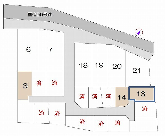 土佐市高岡字摺木分譲地 13号地  売土地 の土地図|13号地