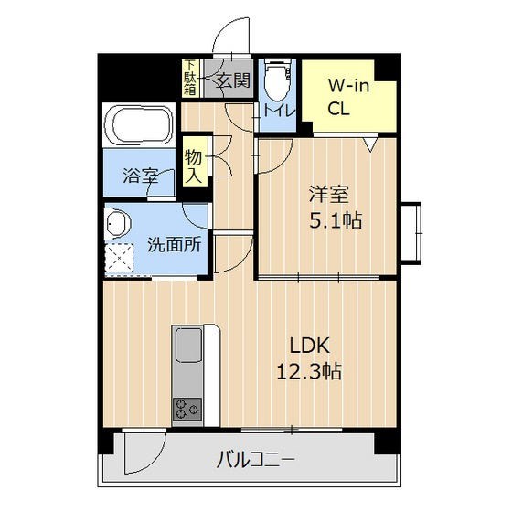 熊本市中央区坪井２丁目の賃貸マンションの間取り