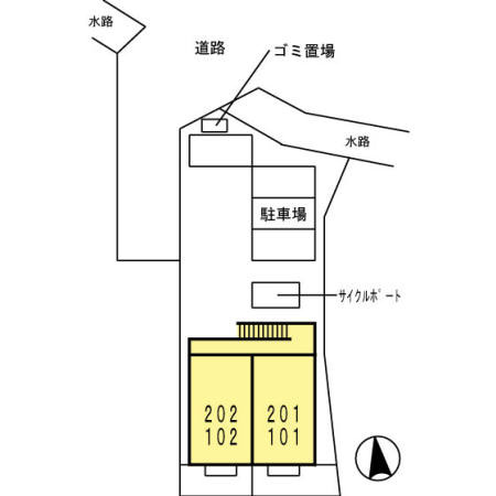 熊本市中央区出水６丁目のアパートの区画図