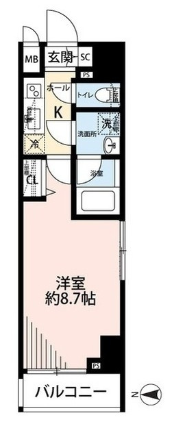 プレール・ドゥーク文京湯島の間取り|1K
