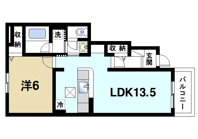 エテルノ・ソーレの間取り|1LDKの間取りです