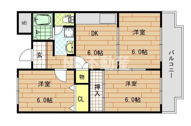 【間取り】 | シャンポール東大阪（河内花園賃貸） | 間取りです