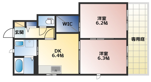 プレミール・Gさくら館A棟106|閑静な住宅地 敷金不要 駐車場2台無料