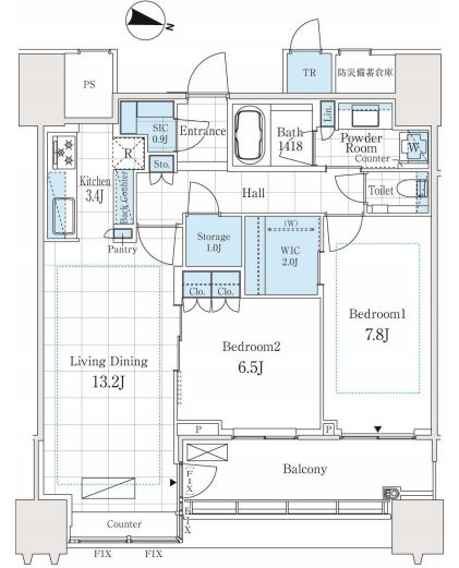 【間取り】 | パークコート文京小石川ザ・タワー | 75.05㎡/ 2LDK【パークコート文京小石川ザ・タワー】