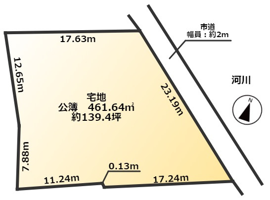 筑西市甲土地 約139坪の土地図