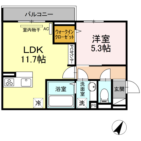 D-room寺家駅前A・B　A棟Aの間取り