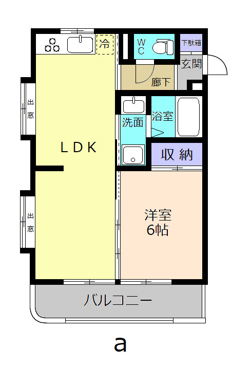 パークヒルA棟の間取り|101号室 1LDKの間取り図