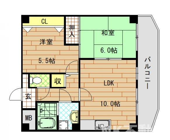【間取り】 | フローリッシュ北田（住道賃貸） | 間取りです