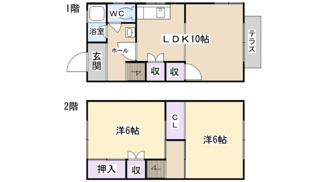 【間取り】 | 松下アパート | 和室３室をリビングと洋室へ変更しています