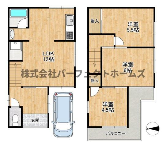 香里北之町戸建　賃貸の間取り