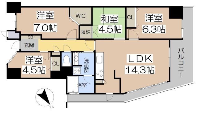 【間取り】 | カスタリア阿倍野 | カスタリア阿倍野　4LDK　80.23㎡