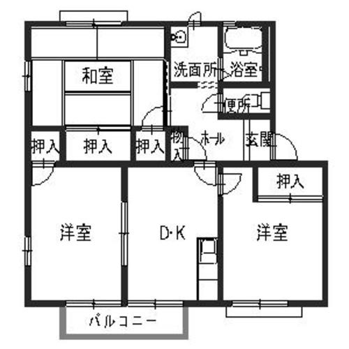 岸和田市箕土路町１丁目のハイツの間取り