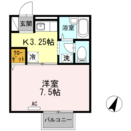 【間取り】 | ベル・セゾン | 1Kのお部屋です