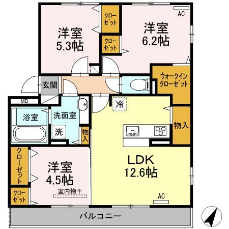 熊本市東区月出８丁目のアパートの間取り