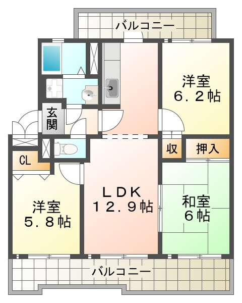 井吹東シティコート3号棟の間取り|井吹東シティコート