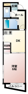 【間取り】 | サニーコート豊村 | 洋室2部屋で生活しやすい間取りですね。嬉しいバルコニー付き。