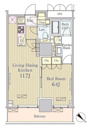 【間取り】 | 44.76㎡1LDK【パークアクシス御茶ノ水】
