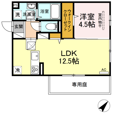 熊本市東区下南部３丁目のアパートの間取り
