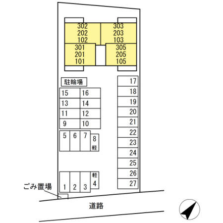 熊本市東区下南部３丁目のアパートの区画図