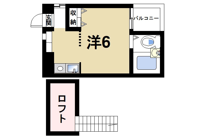 シティパレス柳町P-3の間取り|便利なロフト付きの間取りです